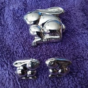 Bunny Rabbit Pendant/Brooch & Earrings